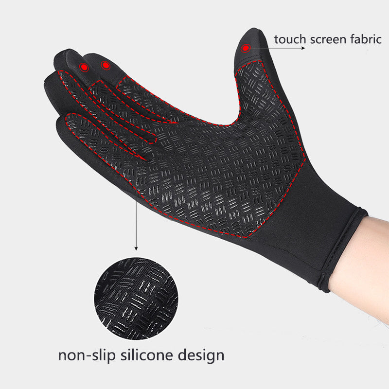 Touch Screen Waterproof Sports Gloves With Fleece