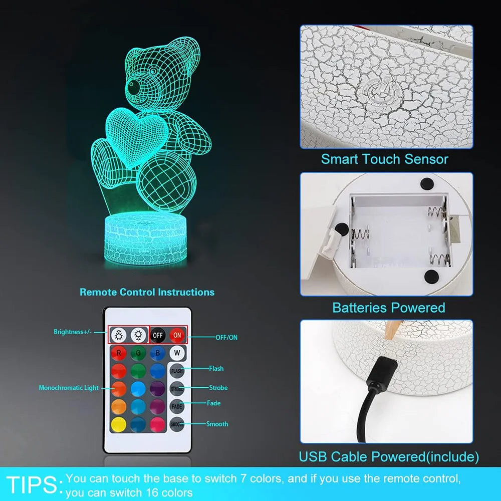 3D Acrylic Lamp | USB LED Night Lights