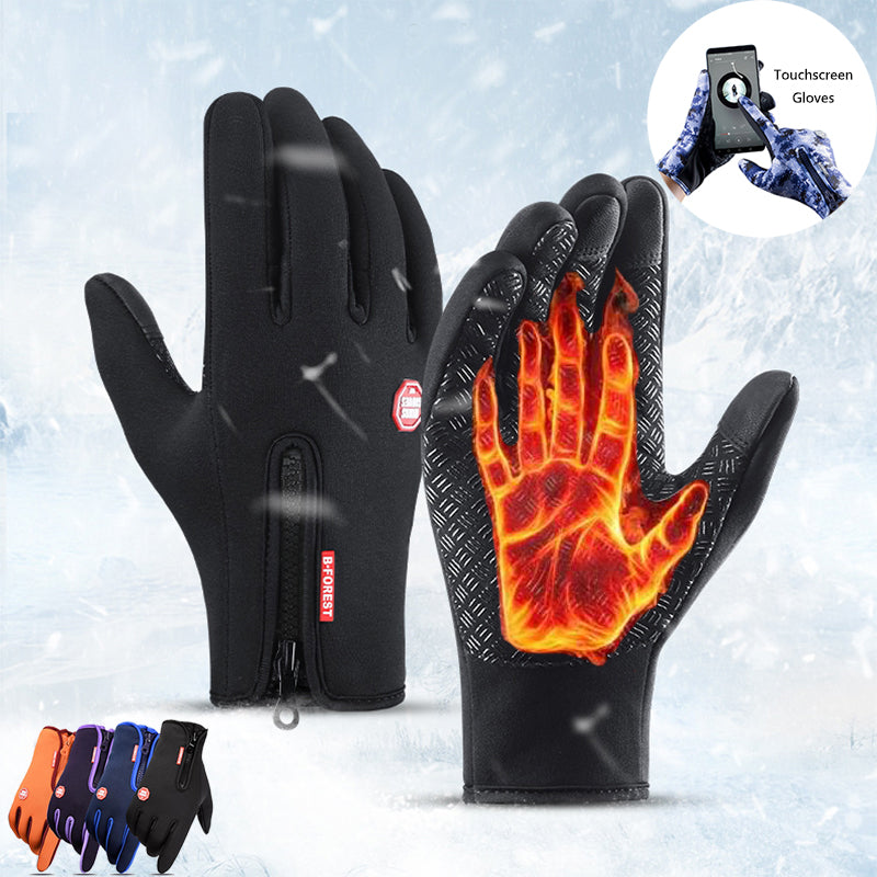 Touch Screen Waterproof Sports Gloves With Fleece