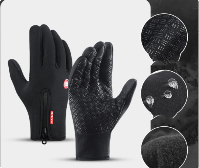 Touch Screen Waterproof Sports Gloves With Fleece